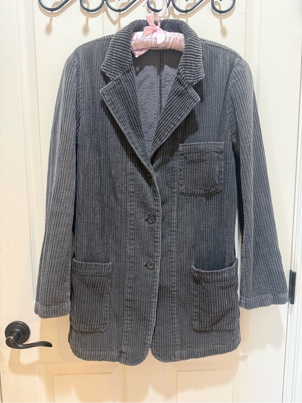 Dkny Charcoal Corduroy Three-Button Blazer